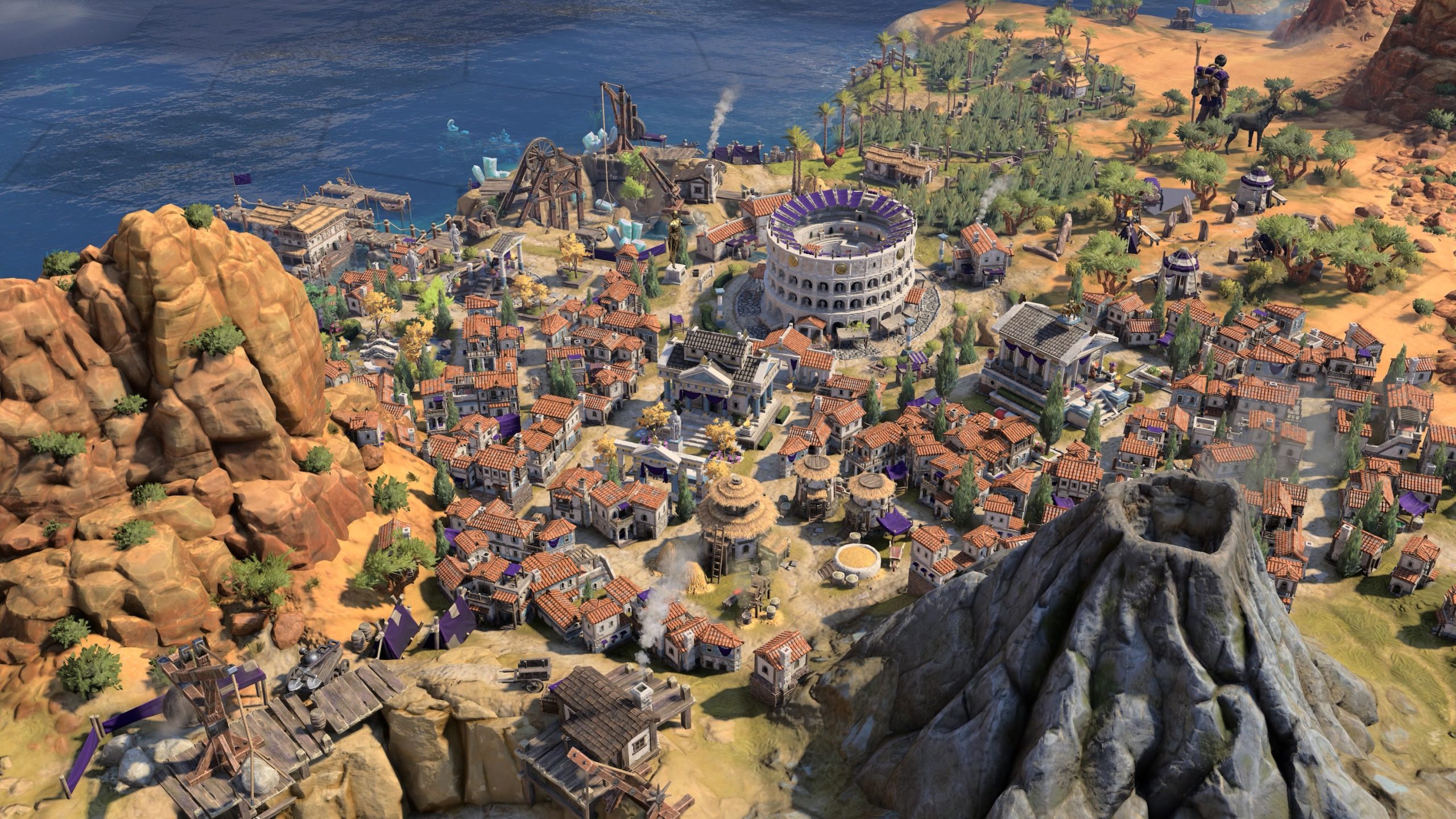 An isometric view of a Roman city from Civilization 7