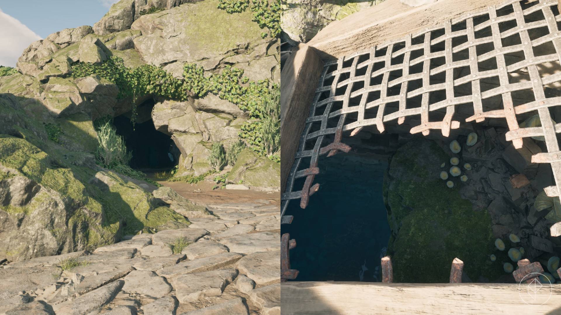 Two entryways to find the Golden Plaque of  Oaths in Avowed.