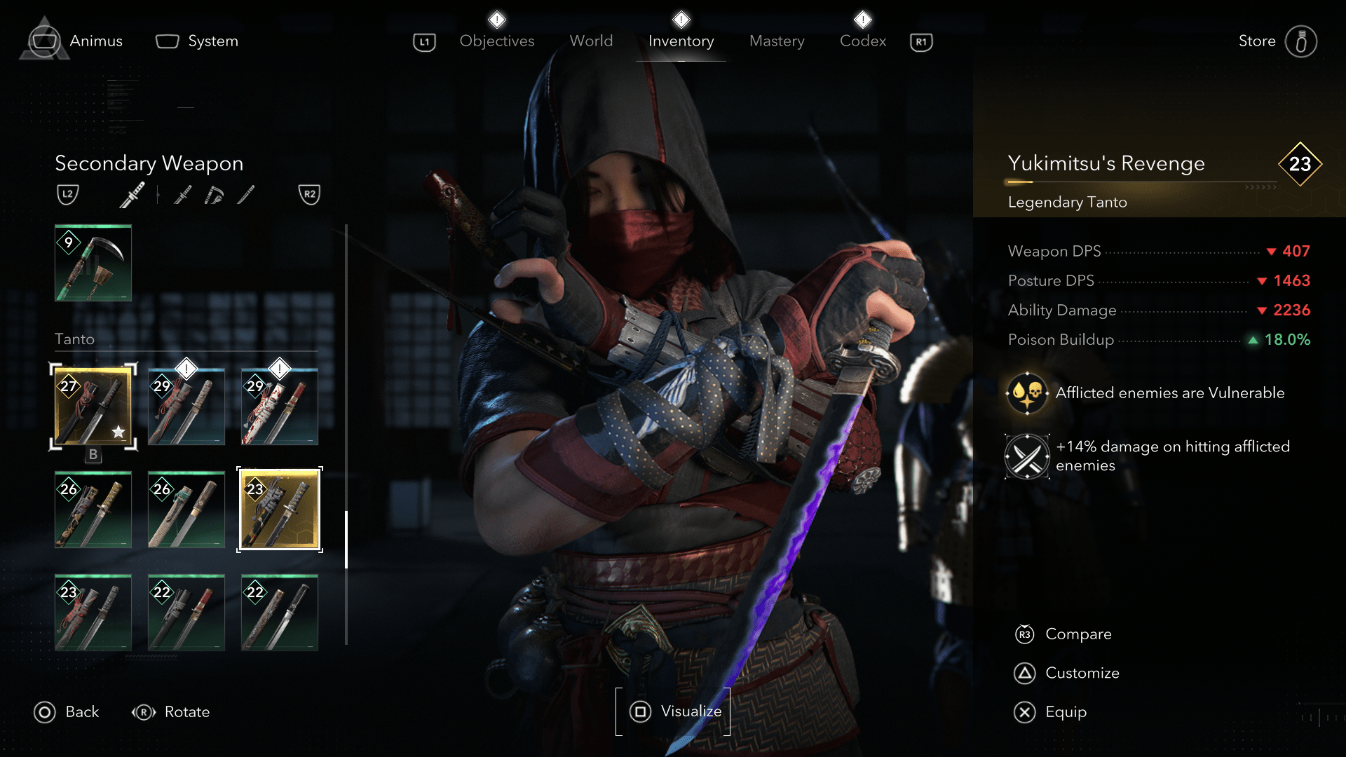 Naoe wields a poison tanto in Assassin’s Creed Shadows