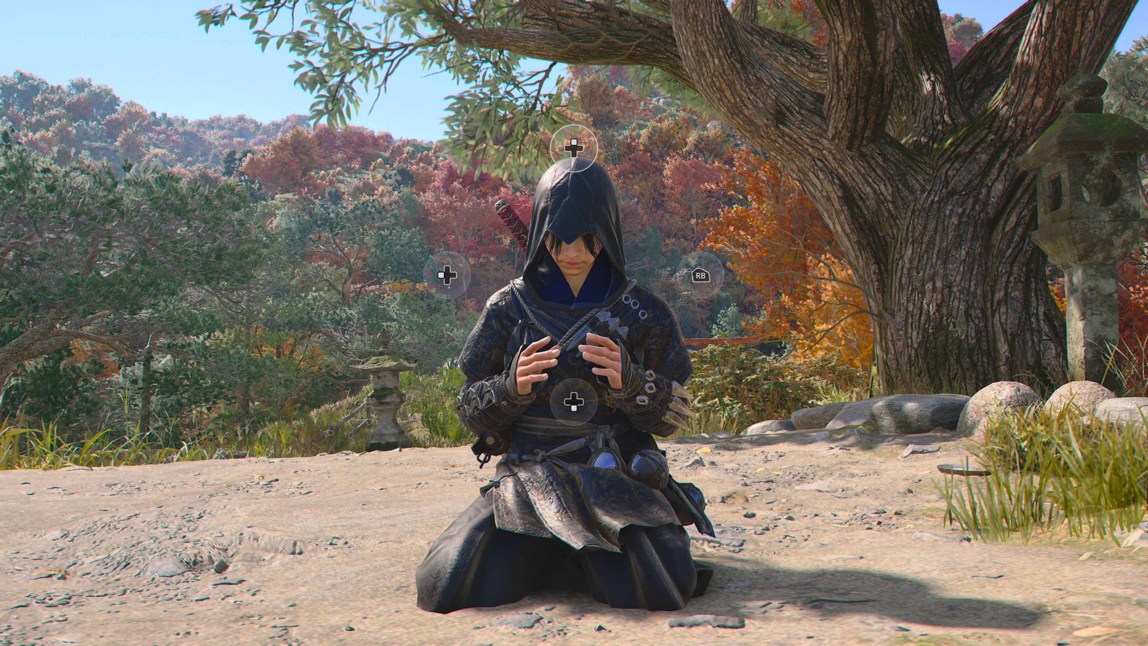 Naoe performs a Kuji-kiri in AC Shadows