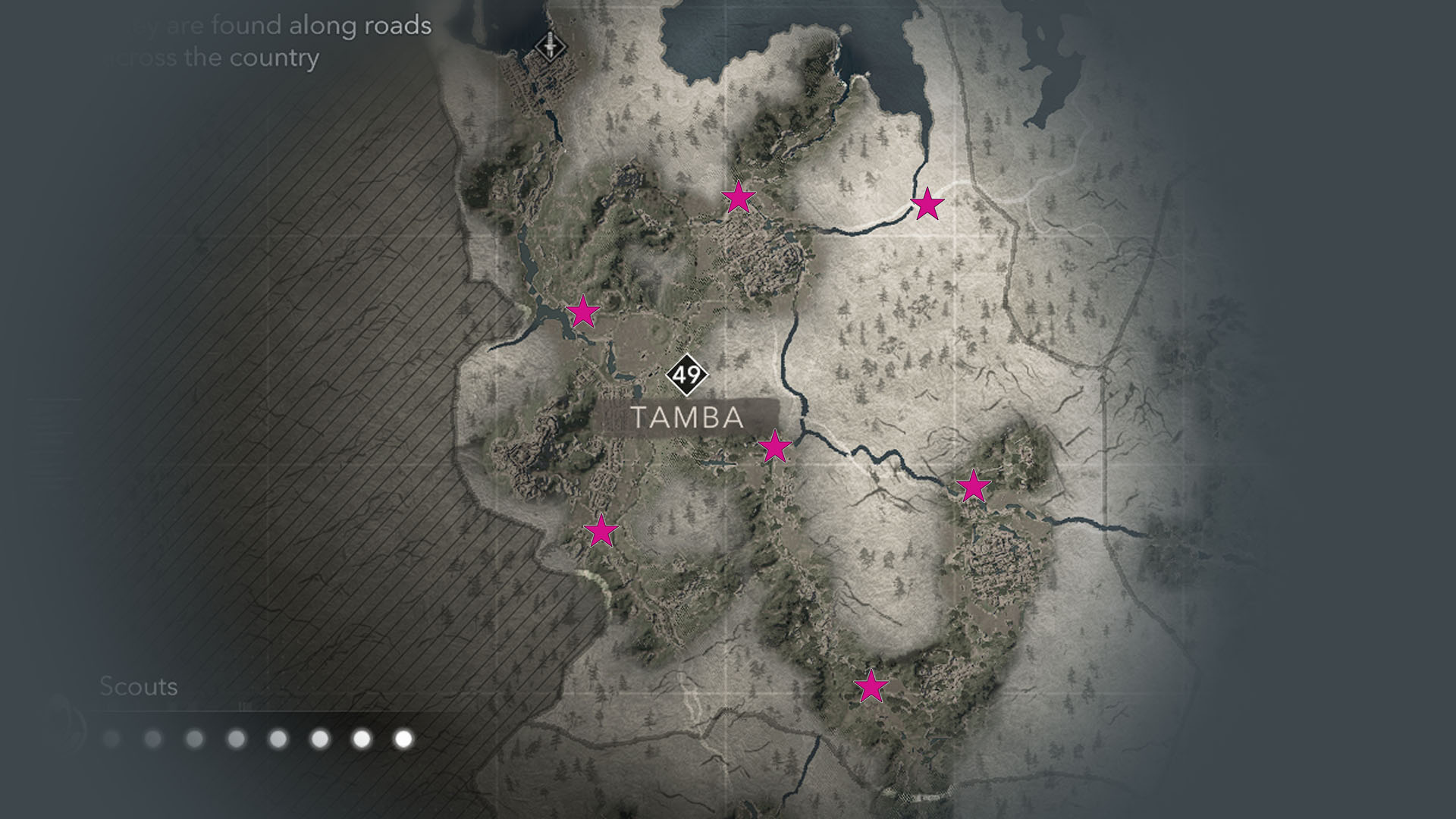 A map shows Tamba Jizo Statues in AC Shadows