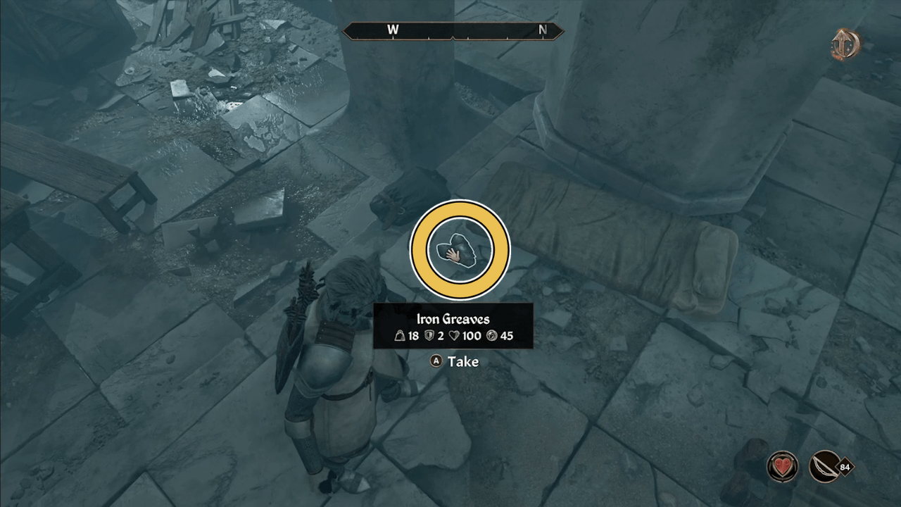 A graphic showing a iron graeves on the ground in Oblivion Remastered.