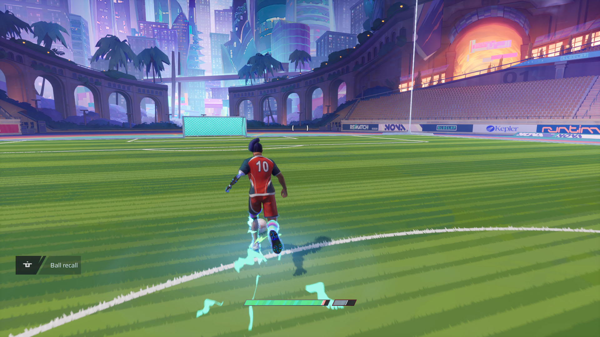 A Rematch screenshot showing a character running under the effect of Extra Effort.