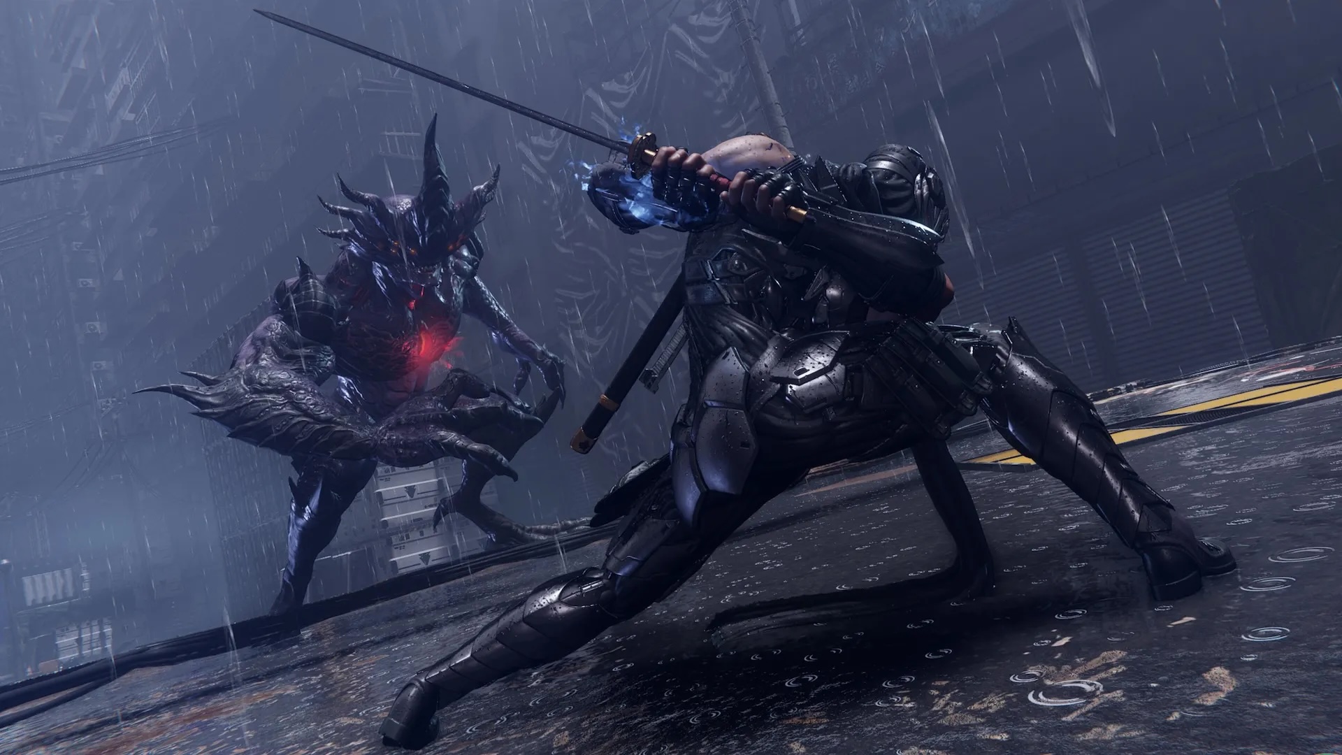 Ninja from Ninja Gaiden 4 fights a monster