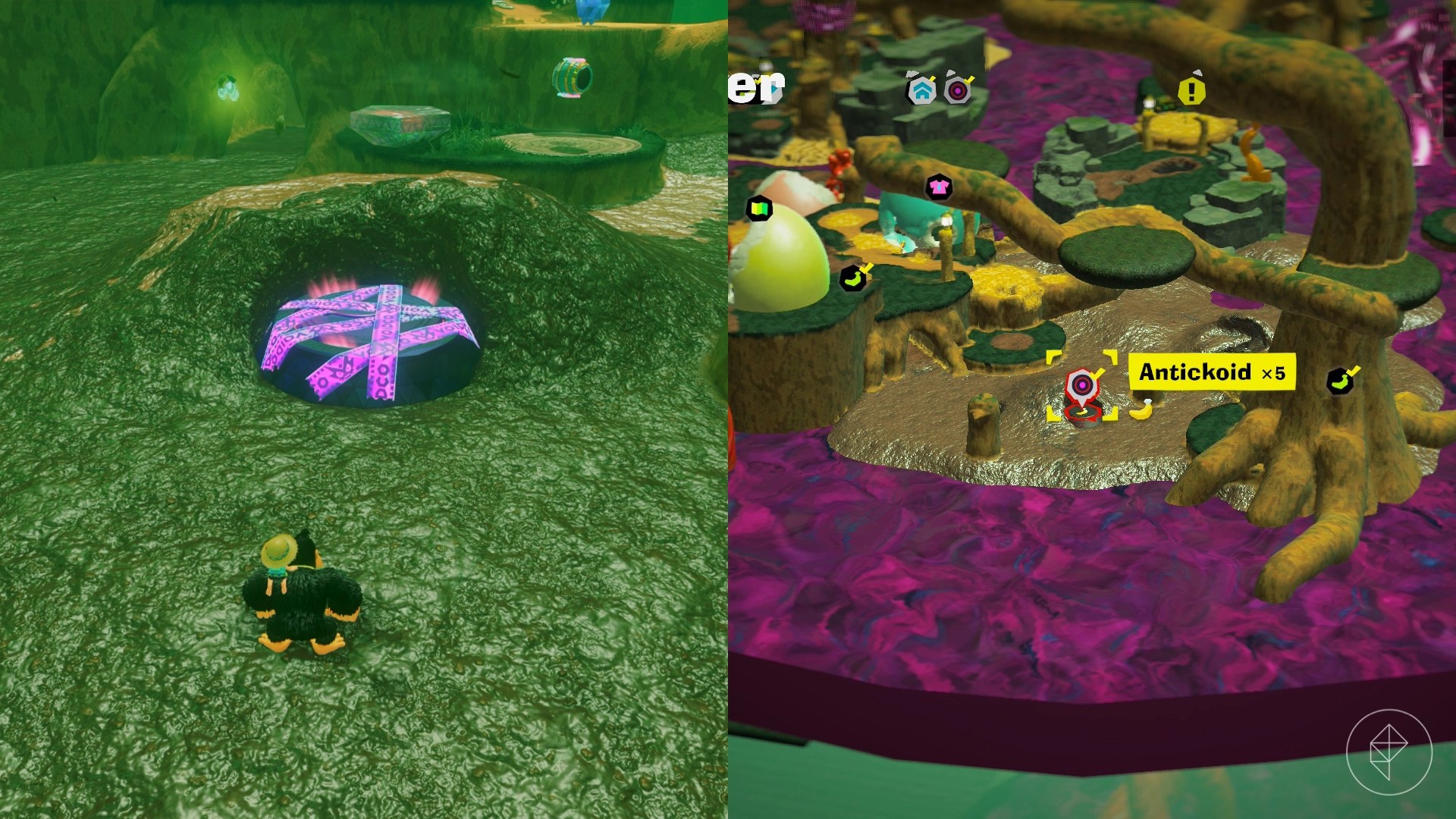 Donkey Kong standing beside a sealed manhole cover in a muddy area of Donkey Kong Bananza.