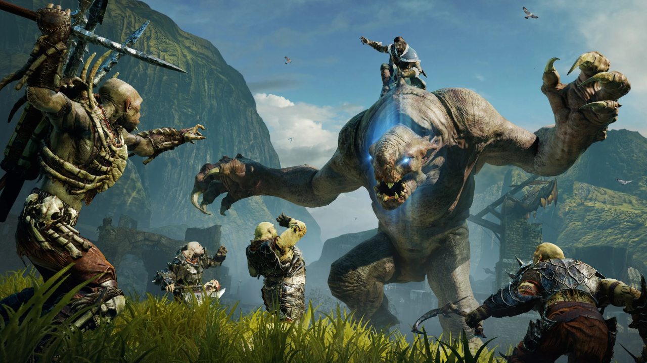 In Shadow of Mordor, the player-character faces down a horde of Uruks.
