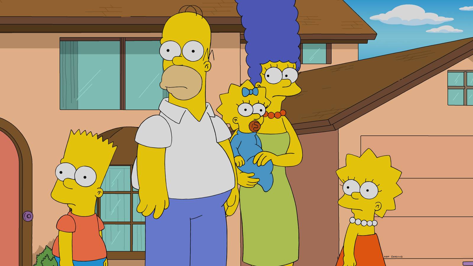 Colorful merchandise on display shelves representing the Simpsons merchandising boom of the early 1990s