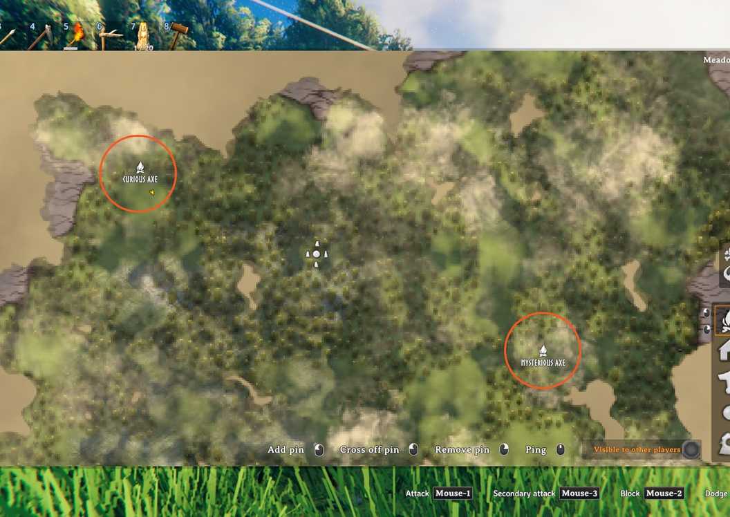 A player exploring a map in a survival game to find rare items