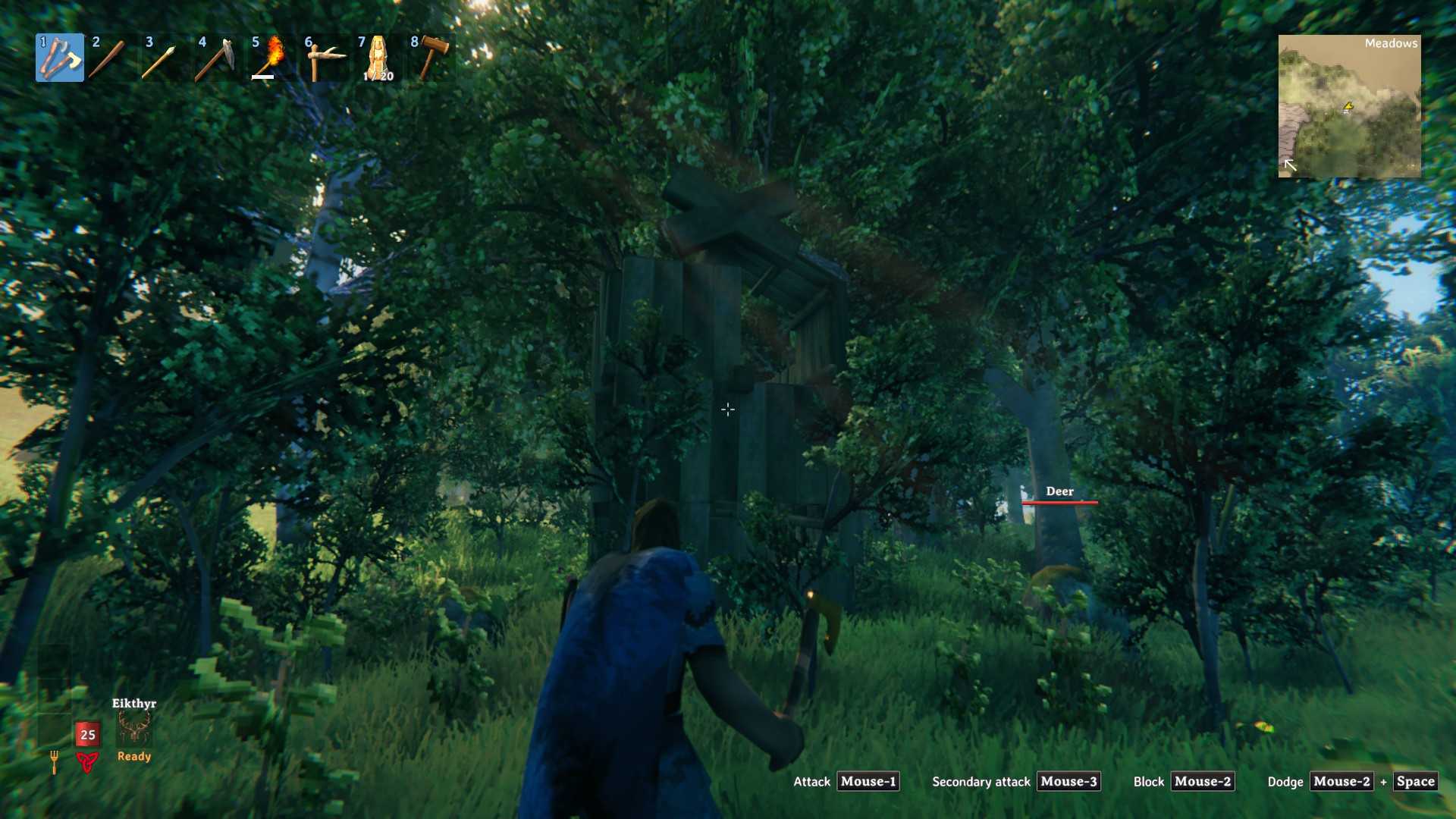 A crafted axe weapon ready for use in early game survival gameplay