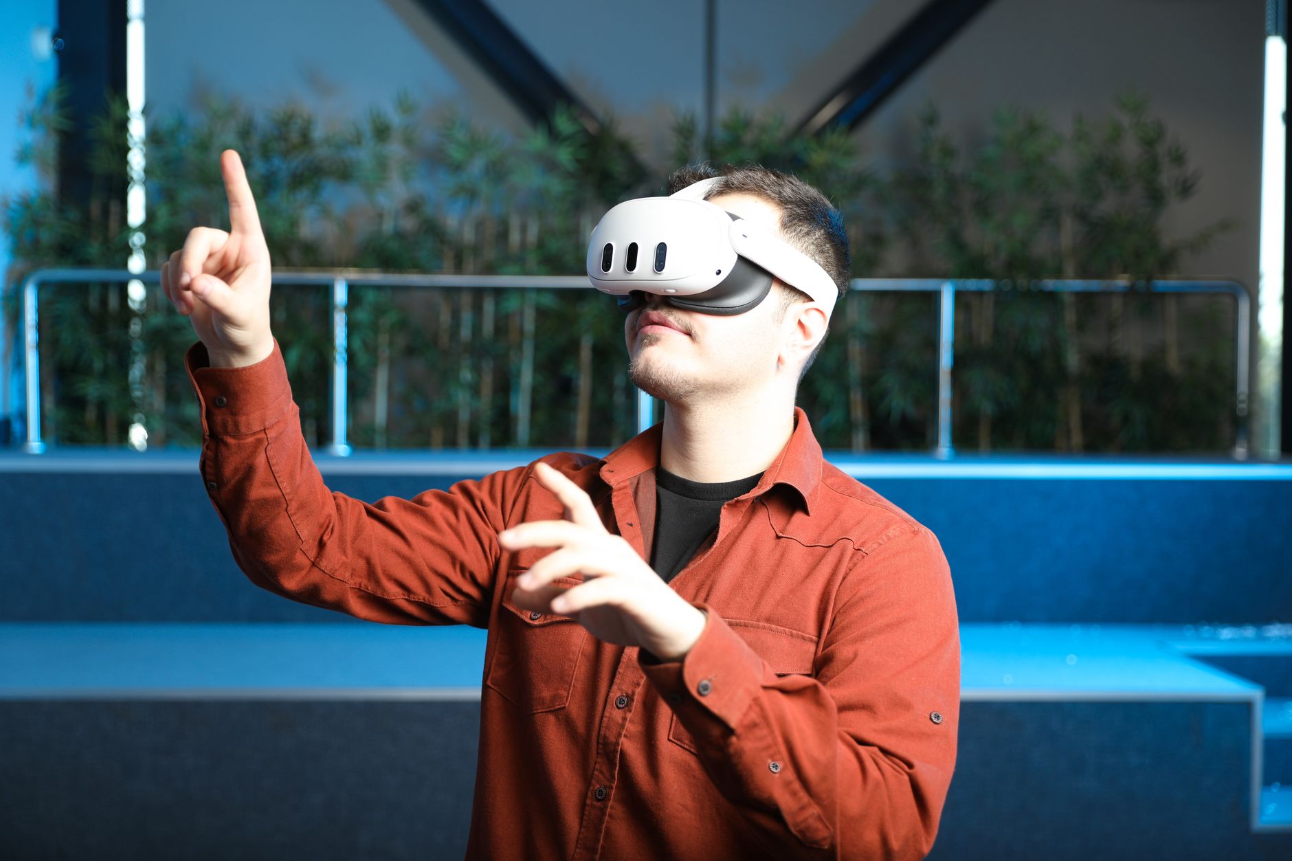 A player trying out a game demo on a console